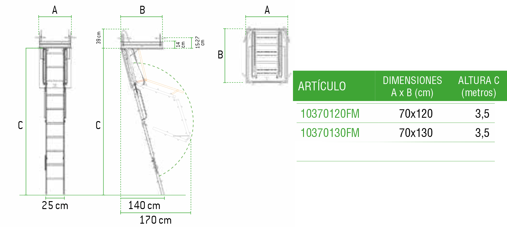 Escada de telhado retrátil profissional