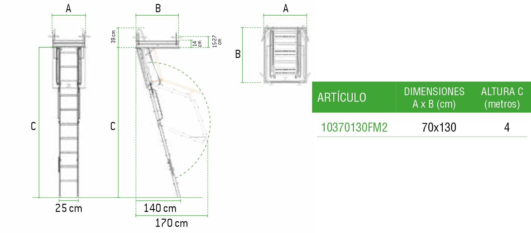 Escada de telhado retrátil profissional